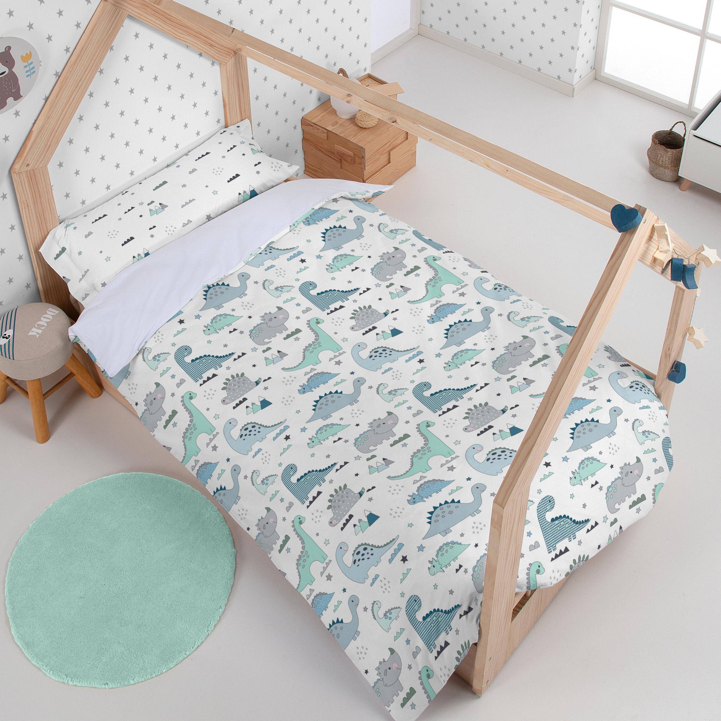 Drap de lit vert 150 cm Vairy parure 3 pièces pour couchage adulte