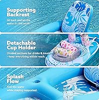 Vista 5 de SLOOSH Pool Floats Lounger Adult, Fabric Pool Floaties Lounge Convertible 2-in-1 Floating Water Floaty with Cup Holders Adjustable Backrest Recliner
