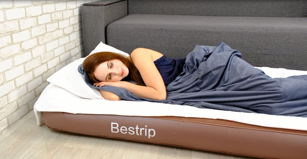 Matelas Gonflable Double Bestrip 190x99x25 Cm – Pompe électrique 2-en-1, Oreiller Intégré, 3 Buses, Pour Camping Et Intérieur