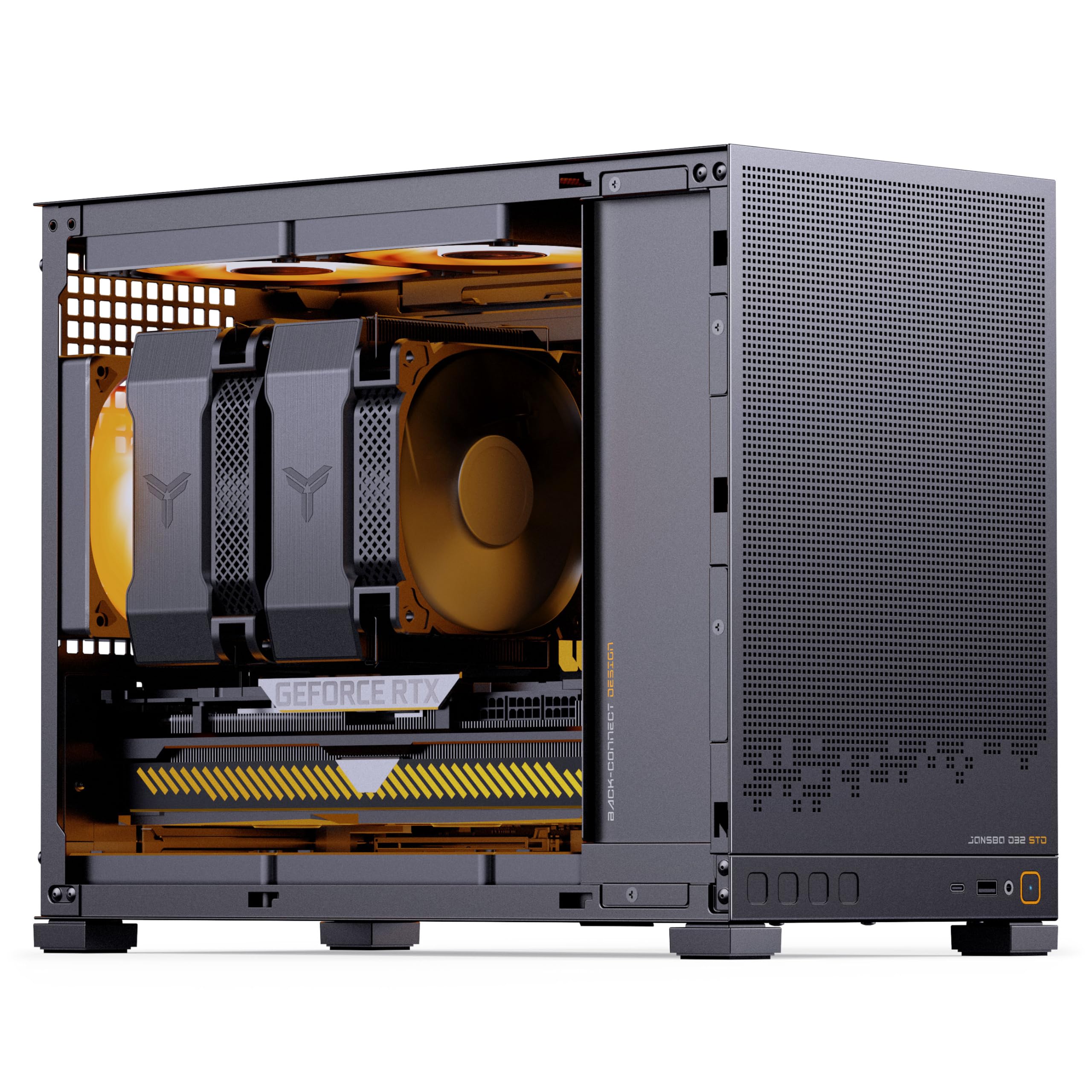 Jonsbo D32 STD Mesh Case PC Nero | Mini Case per Micro-ATX, compatibile con Back-Connect, forte flusso d'aria, compatto e elegante per build da gaming