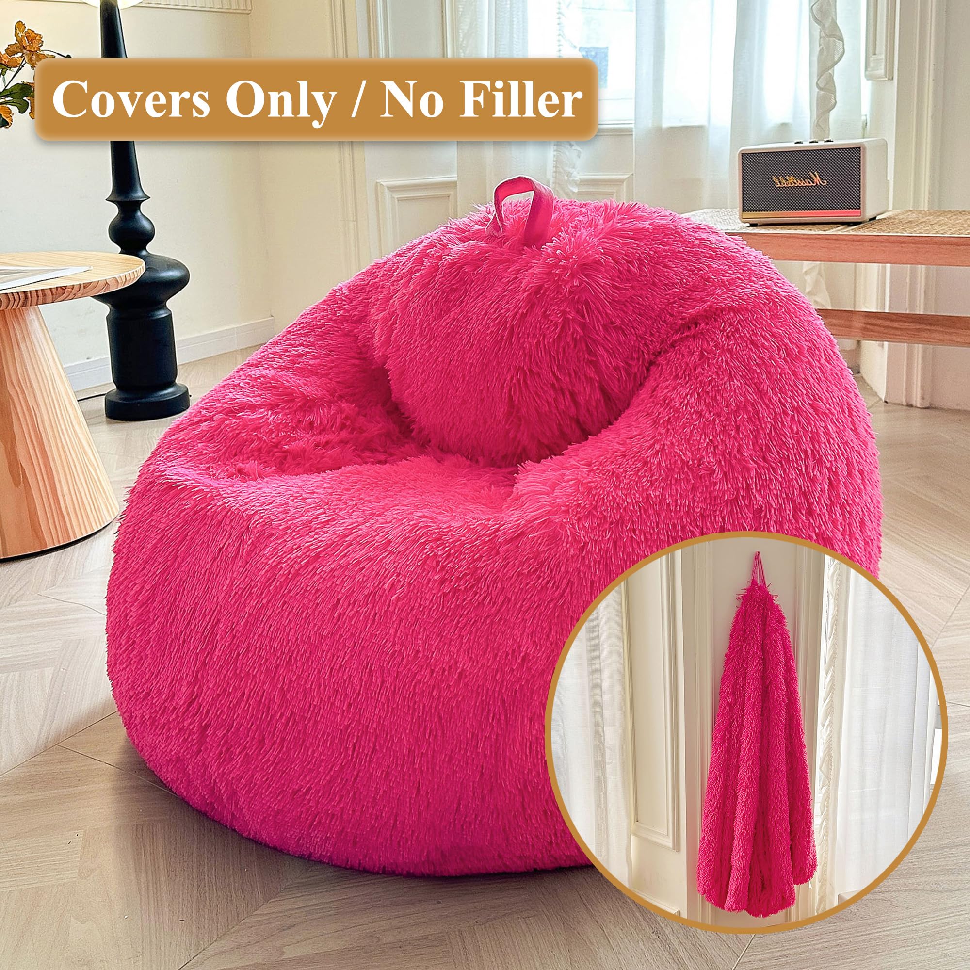 XeGe Fluffy Stuffed Animal Storage Bean Bag Chair Cover(No Filler) - Image 2