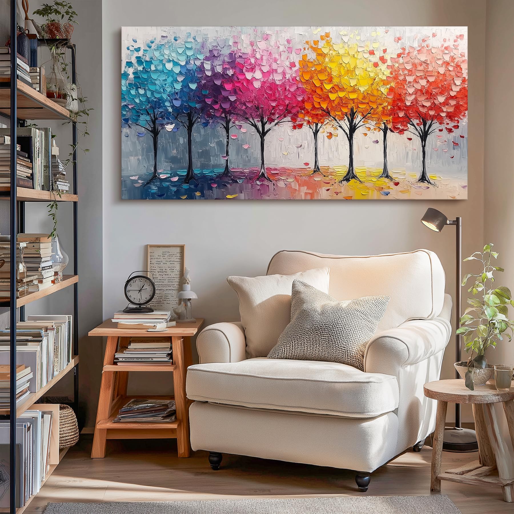 MHARTK66 Asthetische Bilder Wohnzimmer Wald Landschaft Gemälde 75x150 cm | detailreicher hd-druck, unkompliziertes aufhängen, rasche montage, variabel einsetzbar und ideal als schöne geschenkidee