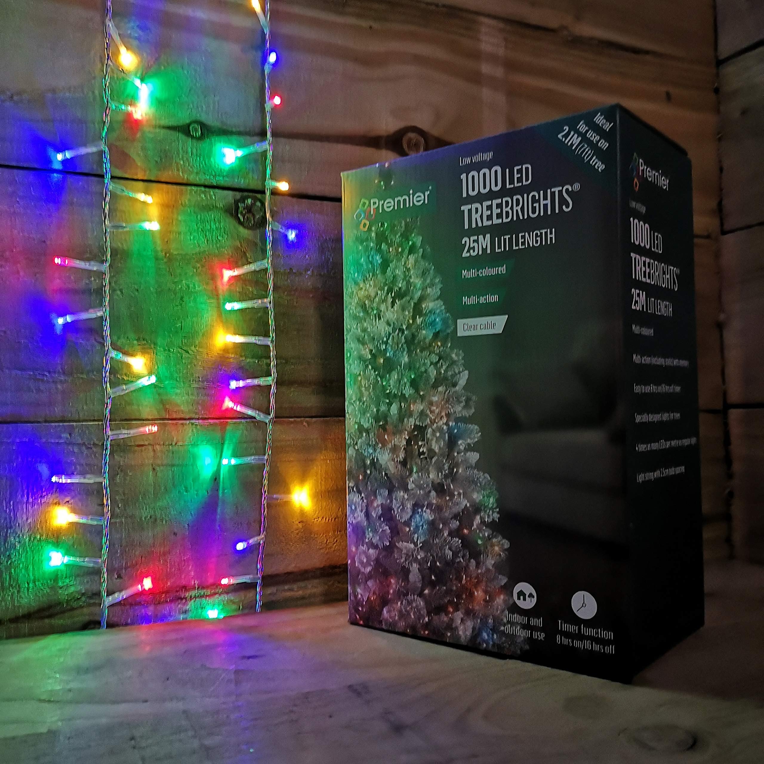 Premier 1000 LED 25m TreeBrights Christmas Lights Multi Coloured LED ...