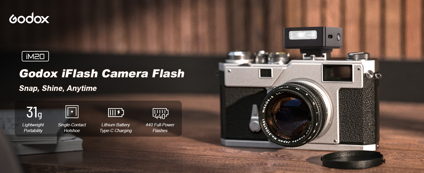 Godox IM20 Mini Camera Flash Speedlite - 470 MAh/Type-c Charge