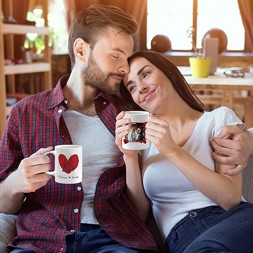 Miniatura 6 de Taza personalizada para el día de San Valentín con cita y foto de pareja dentro de 1 de 9 marcos de amor 11 o 15 onzas 9 colores regalos