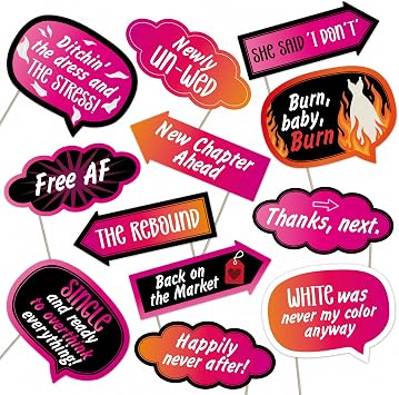 Divorce Party Pack Funny Ditch the Dress Photo Booth Props for Breakup Bash and Girls Night Decorations 12 Piece Set