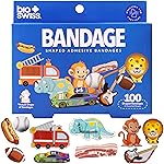 BioSwiss Bandages, Assorted Animal, Fun and Food Shaped Self Adhesive Bandage, Latex Free, Sterile Wound Care, 100 Count