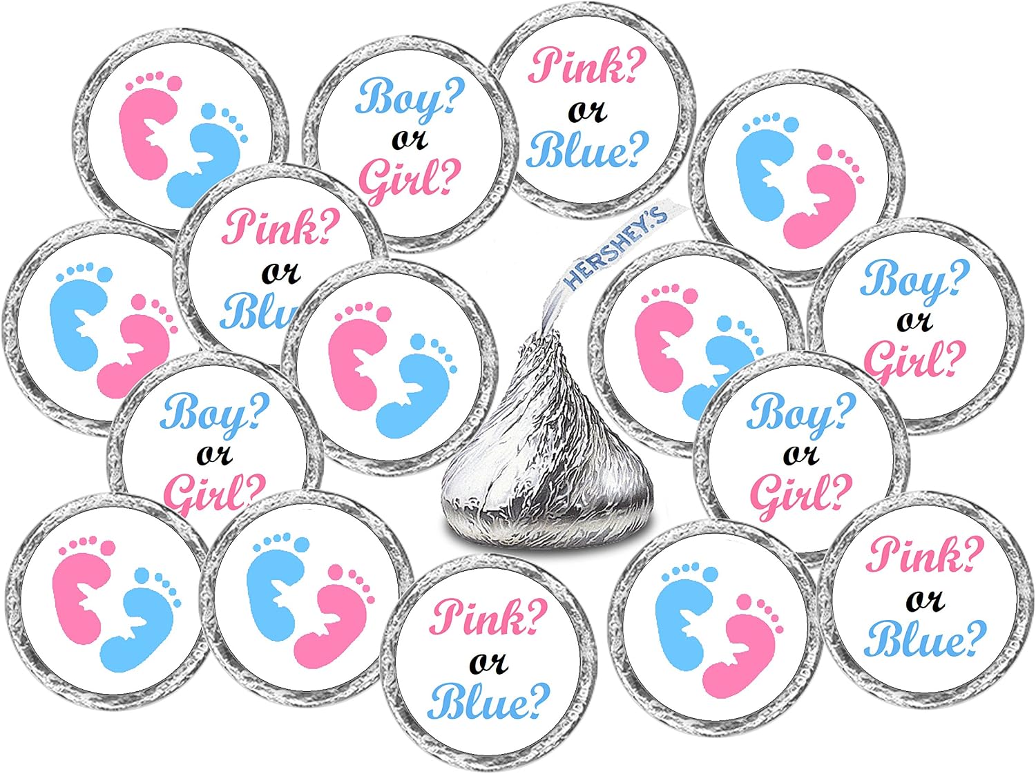 324 Pink and Blue Gender Reveal Baby Shower Favors Stickers for Baby Shower Or Baby Sprinkle Party Decorations, Boy or Girl Kisses Stickers, Baby Shower Gender Reveal Favors, Labels Made in USA