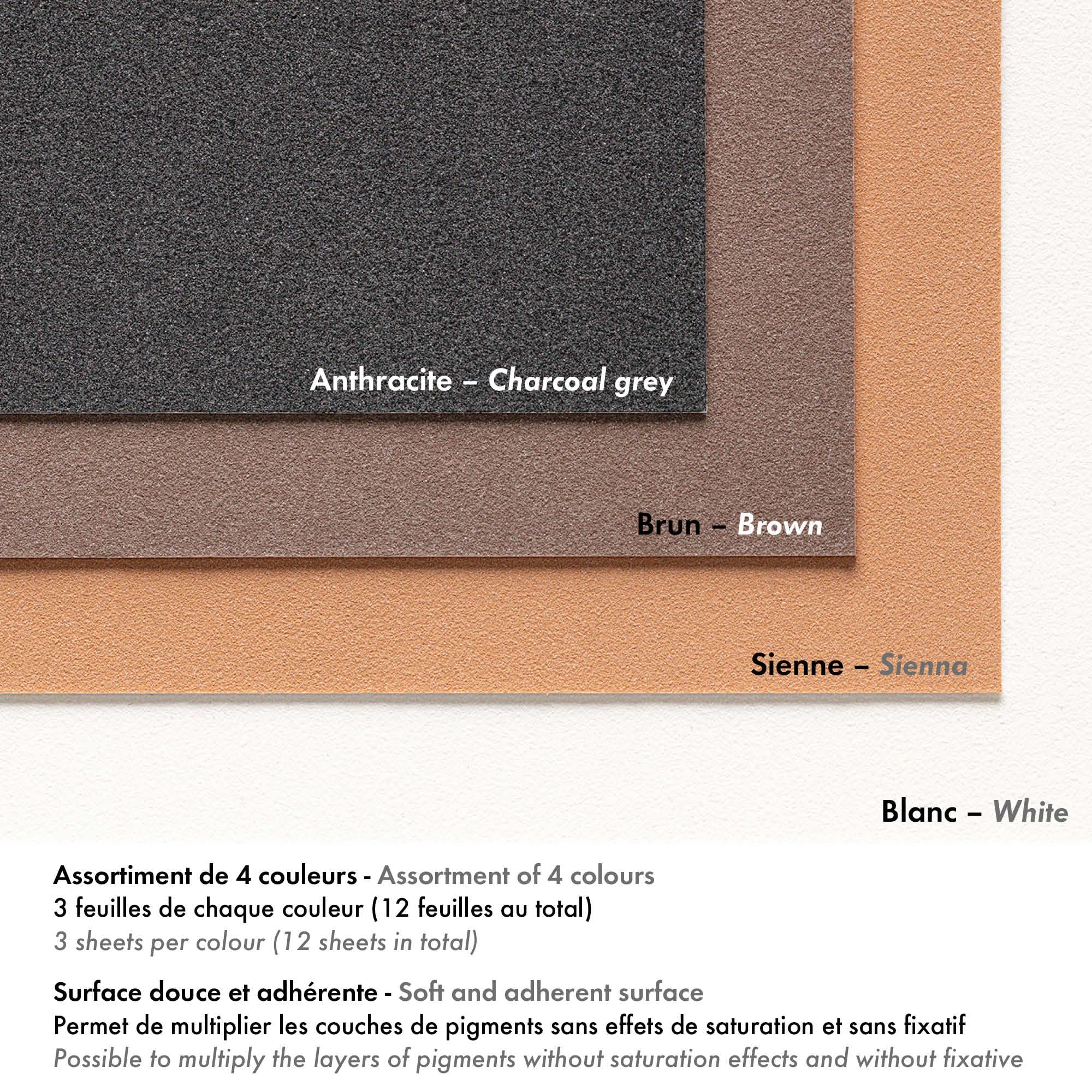 Clairefontaine 96008C Zeichenblock Pastelmat 30x40cm 12 Bogen sortiert – Bild 4