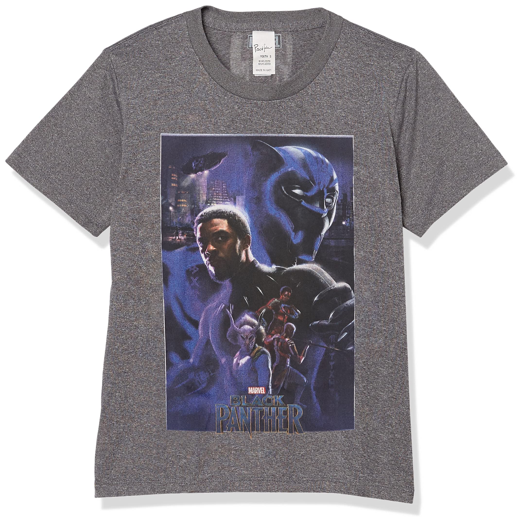 T-shirt Black Panther manches courtes au motif Marvel résistant gris