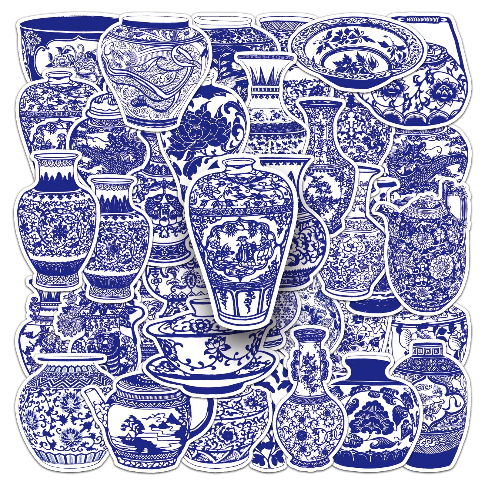 Sanyeyufeng Chinese Style Water Bottle Stickers 50PCS Waterproof Vinyl Unique Stickers Laptop Notebook Cup Suitcase Phone Skateboard Guitar Bike Car