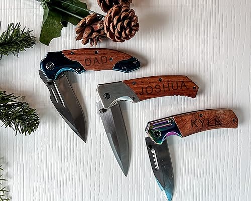 Miniatura 8 de Navaja de bolsillo de regalo para hombres y él, personalizada grabada, idea de amor para papá, novio, padrinos de boda, esposo, hijo, día del padre,
