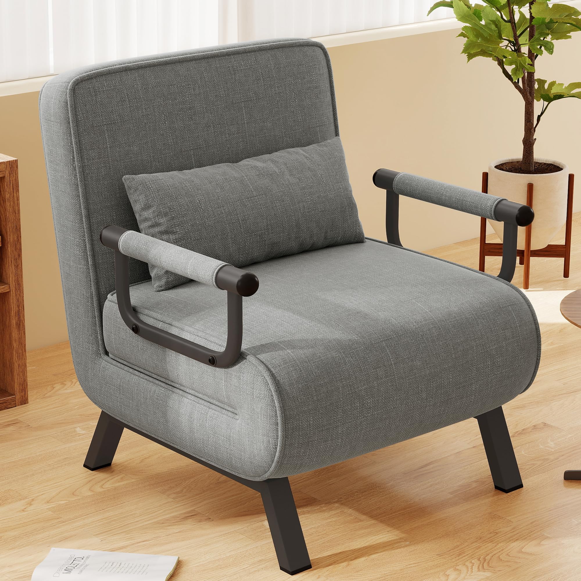 Hawthyhome Sillón Cama 4 en 1, sofá Cama, Cama para Invitados Que Ahorra Espacio, sillón Relax con Respaldo Ajustable, Capacidad de Carga de 150 kg, Gris Oscuro