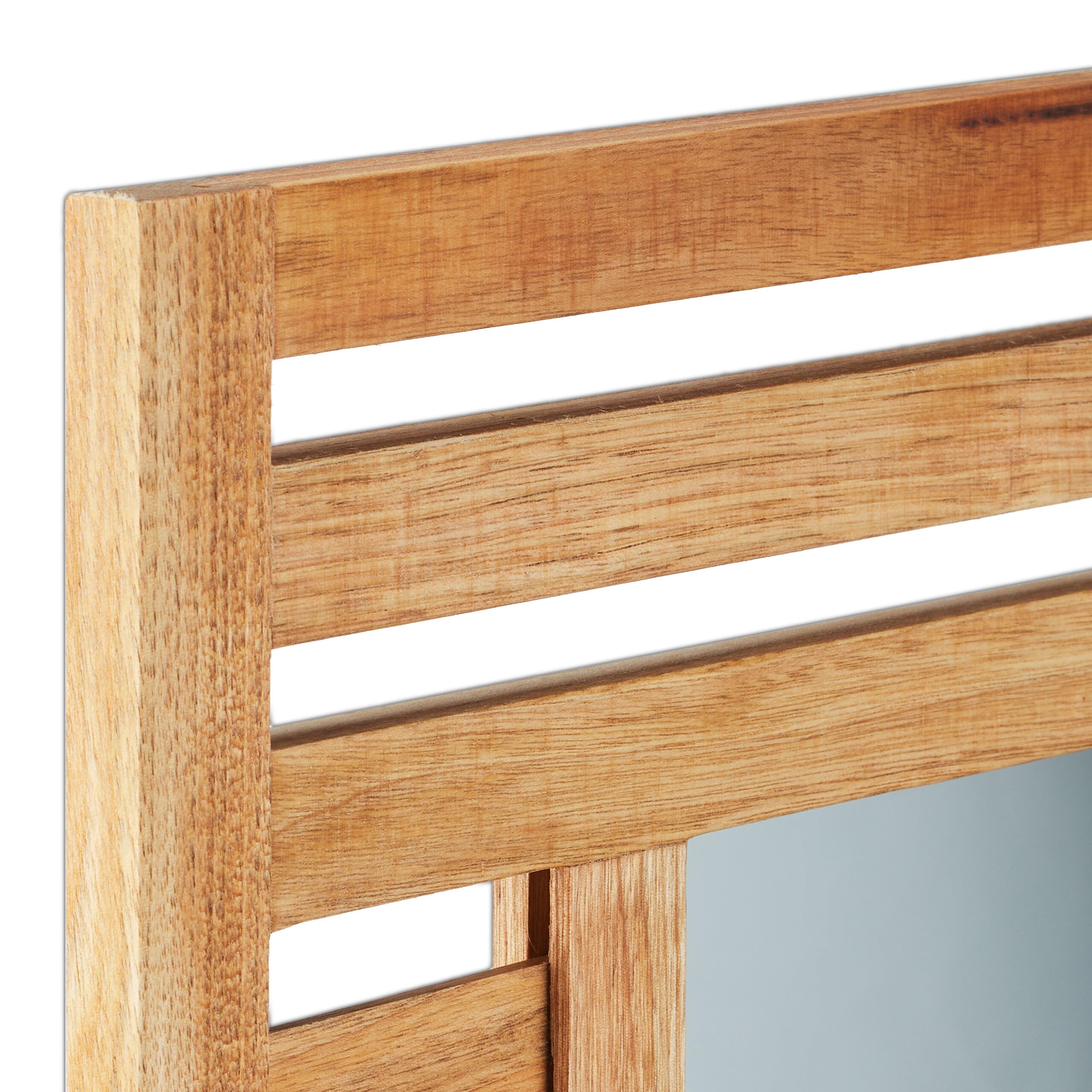 Relaxdays Specchio da Parete da Bagno, Specchiera Rettangolare con Ripiano e Cornice in Legno, 70 x 50 x 12 cm, Marrone
