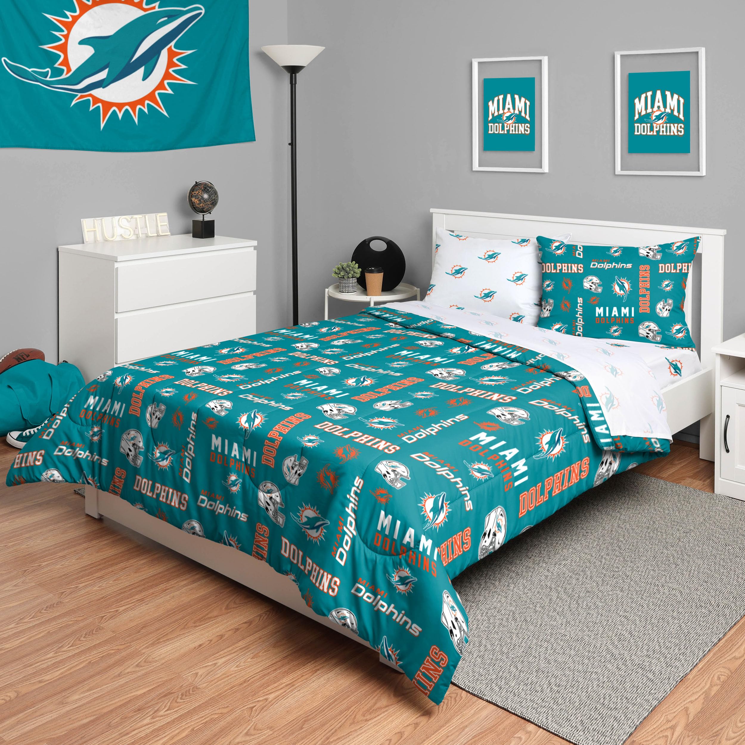 Parure de lit Miami Dolphins pour créer une chambre d'ado thématique football américain