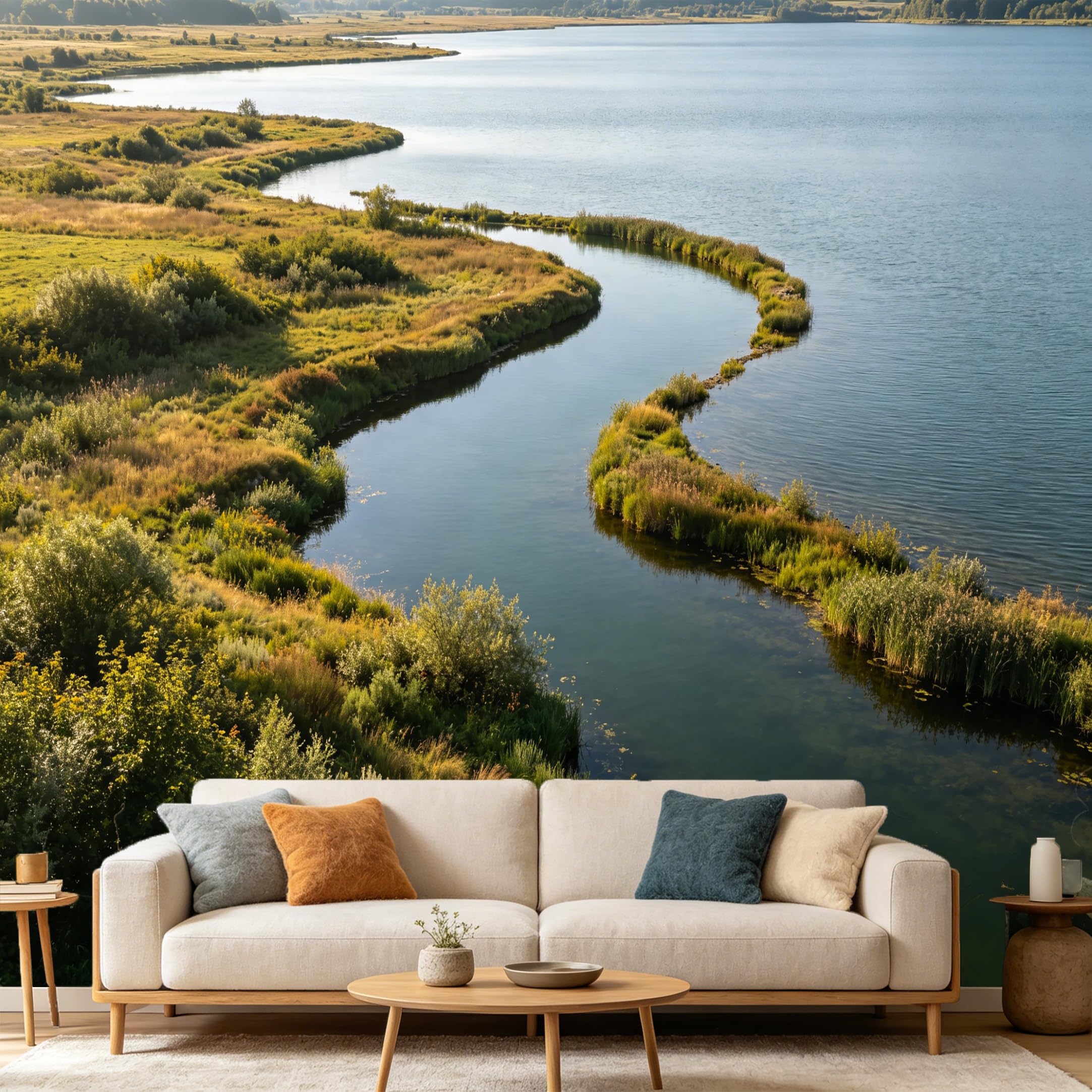 Custom Size Wall Mural Mountain Lake Landscape Scenic River View SelfAdhesive Art Prints wall Fabric (No PVC) Removable Wallpaper Home Bedroom Decor Nature Wall Art Mural