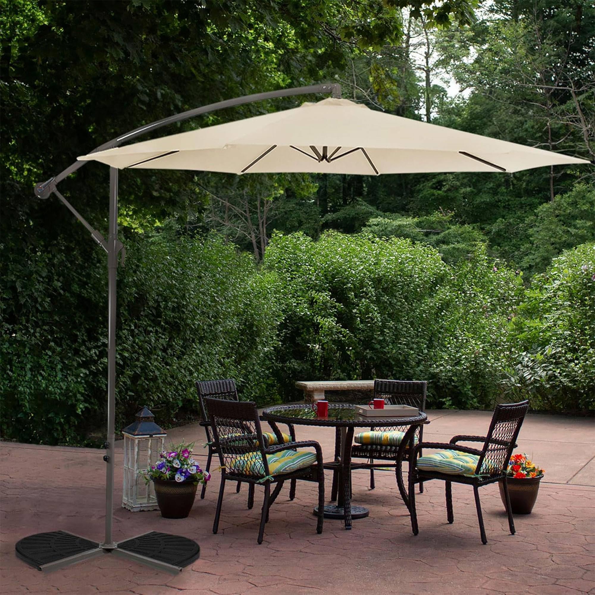 Well Home Base per ombrellone in cemento da 14 kg, resistente e stabile, con manico e design triangolare, 47,5 x 47,5 x 4 cm, Nero, 47,5x47,5x4 cm