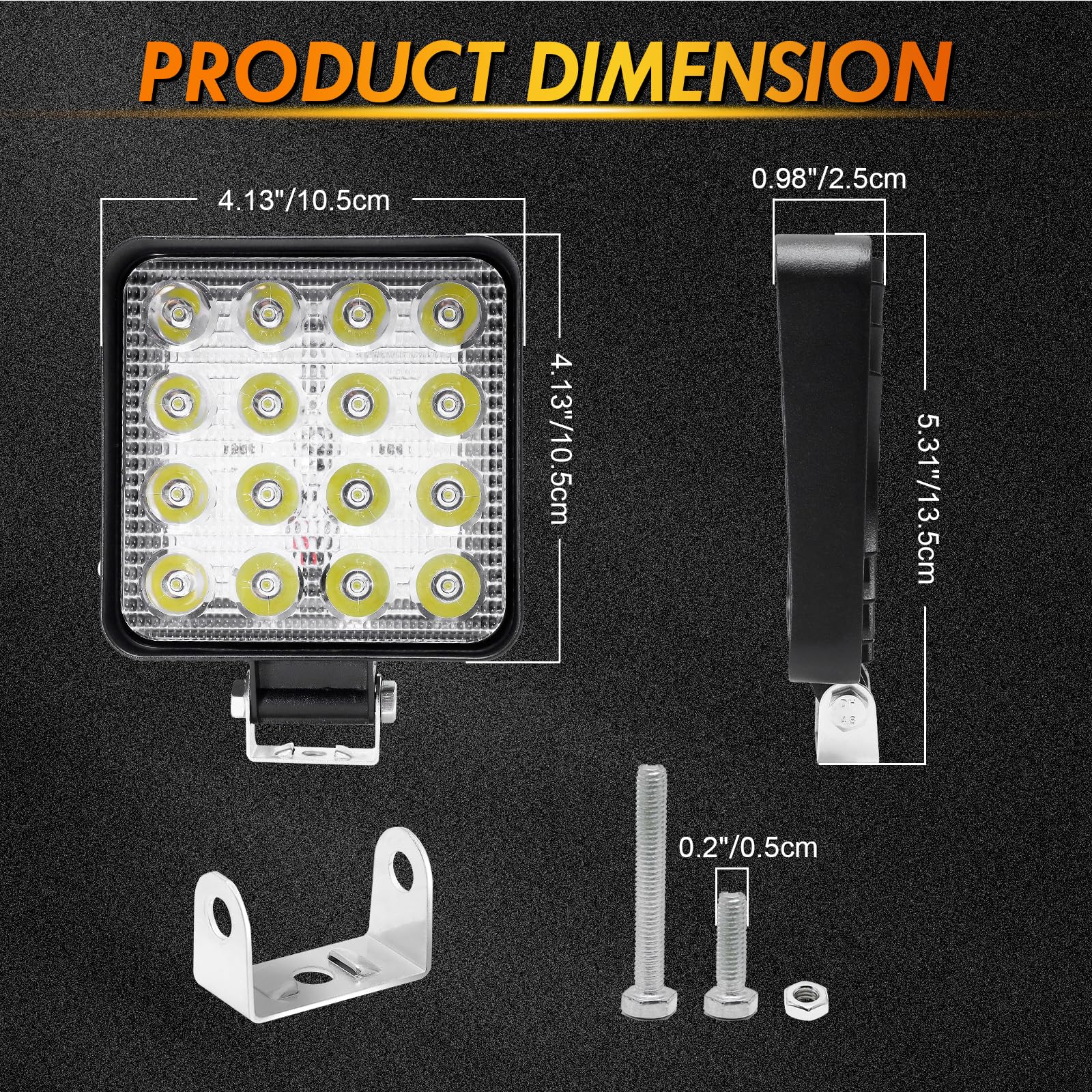 CCLIFE CushHom reflektor roboczy LED, 12 V, 48 W, do samochodu, traktora, IP67, offroad, 6000 K, wodoszczelny, do SUV, UTV, ATV, ciężarówek, 2 sztuki, 13 x 11 x 2 cm