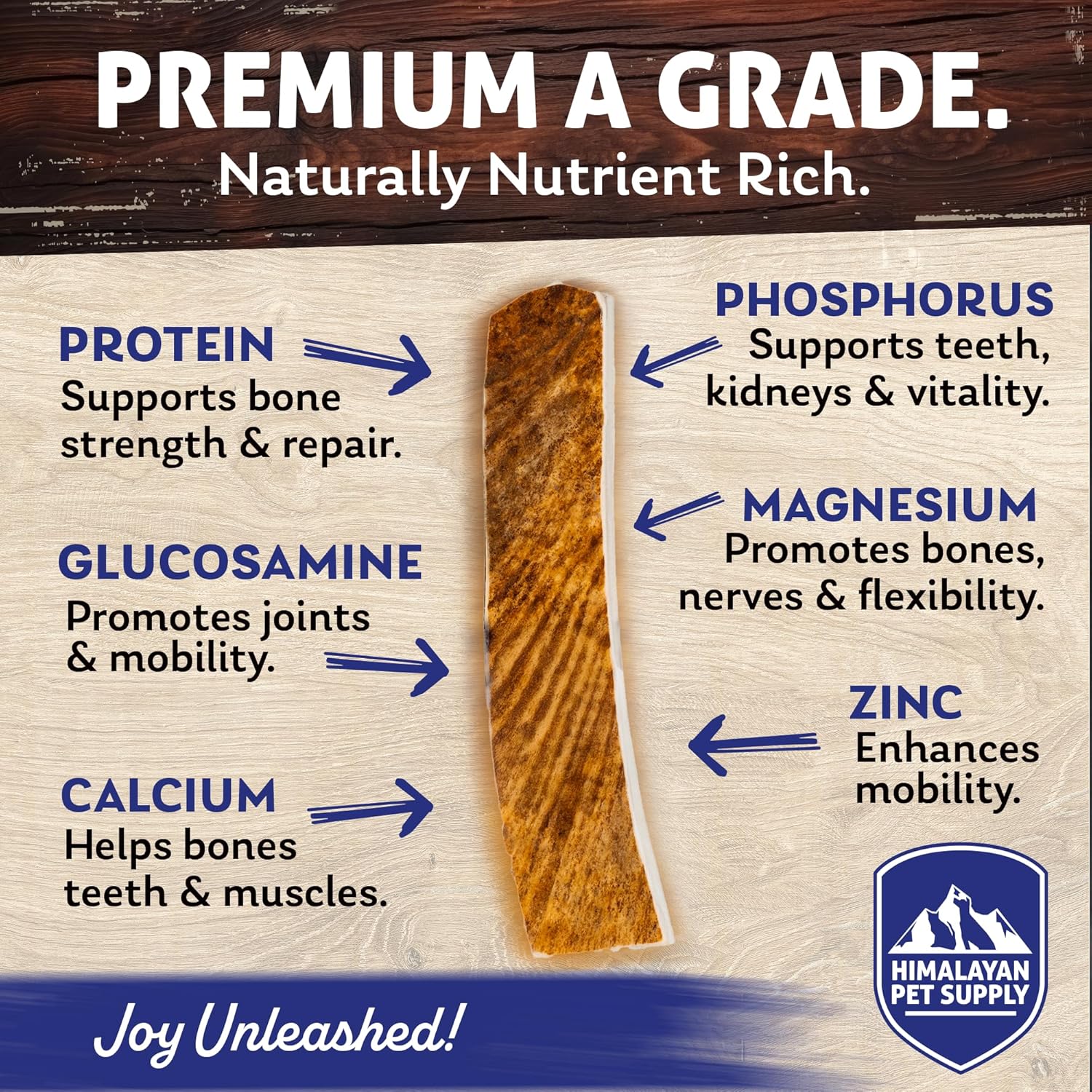 Himalayan Dog Chew Smoked Deer Antlers for Dogs – Long-Lasting Chew, Natural Split Antlers, Dog Antler Chews for Large Dogs Weighing 30-45 lbs, Splinter-Free Dog Chew Treats – 1 Large Smoked Antler