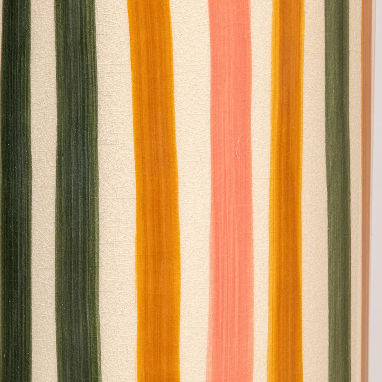 Creative Co-Op Multicolor Stripe Stoneware Table Lamp with Linen Shade