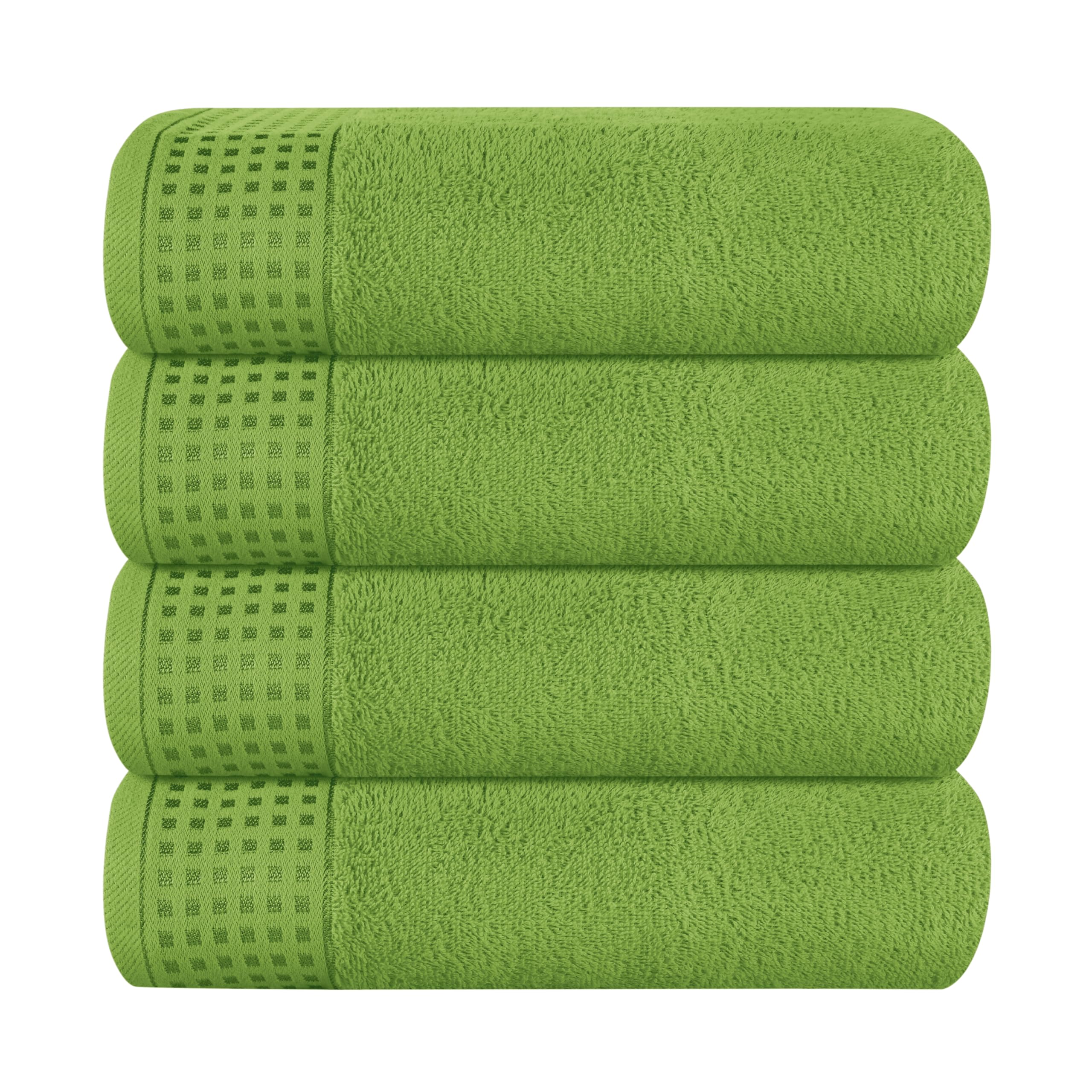 GLAMBURG Ultra Soft 4 Pack Oversized Bath Towel Set 27x54 inches, 100% Cotton Bath Towels, Highly Absorbant Compact Quickdry &amp; Lightweight Towel, Ideal for Gym Travel Camp Pool - Kiwi Green