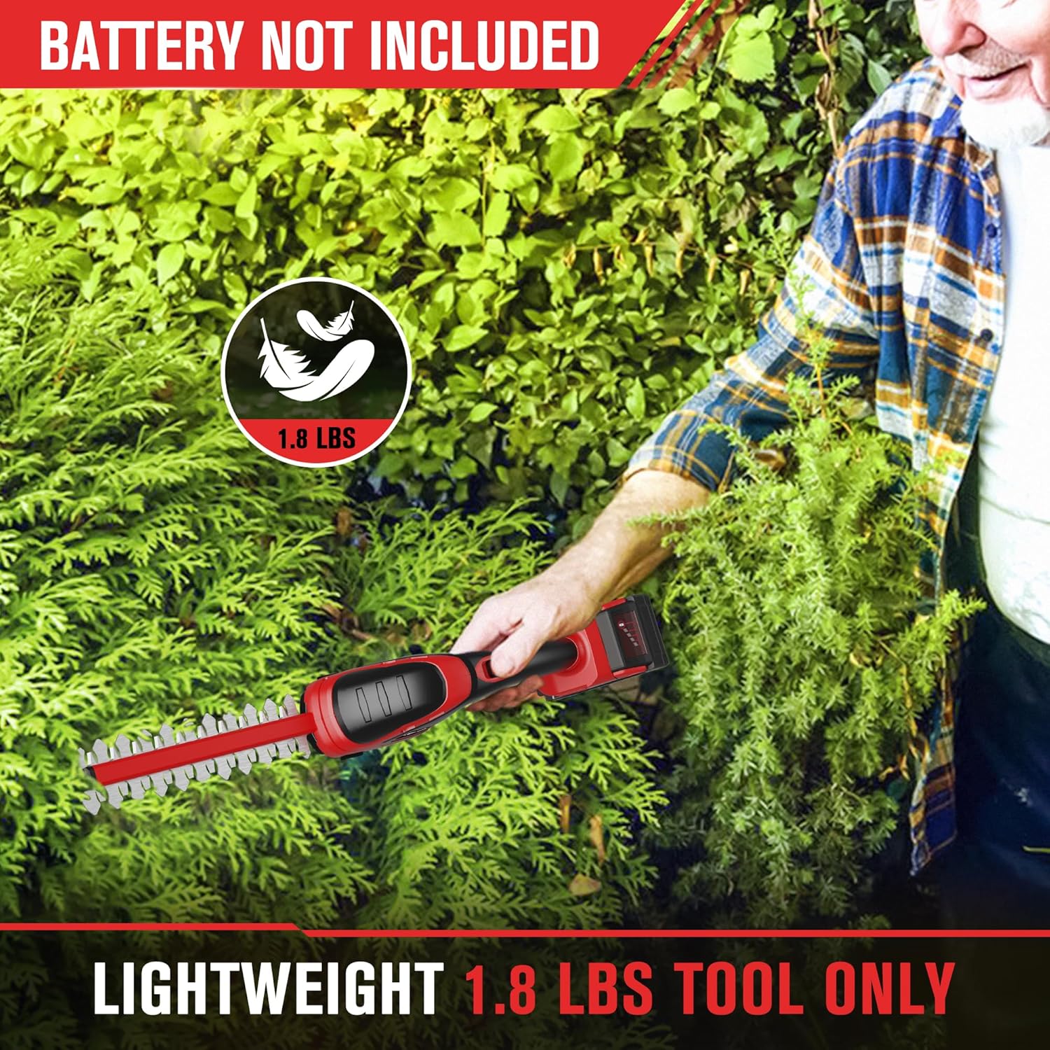 HEINPRO Cordless Hedge Trimmer Compatible with Milwaukee M18 Battery (Battery not Included), Electric Hedge Trimmer Cordless Grass Trimmers, Bush Trimmers Grass Shears Handheld for Yard,Garden