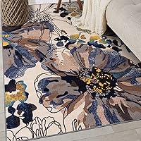 Vista 13 de Rugshop Alfombra de área con flores grandes, moderna, antiderrapante (antideslizante), para pasillo, de 2 x 10 pies, gris-azulado