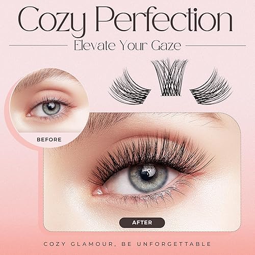 Miniatura 4 de LASHVIEW Extensiones de pestañas en racimo, 196 unidades, rizo D, reutilizables, individuales, súper suaves y delgadas, para usar en casa (703,