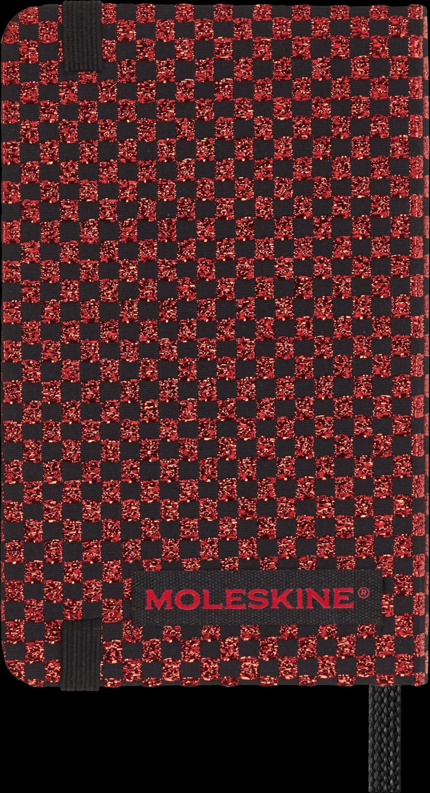Moleskine Taccuino Shine, Copertina con tessuto Made in Italy di Mantero, con Pagine Bianche e Chiusura Elastica, Formato Pocket 13,6x8,8 cm, Colore Rosso (Confezione da 2)