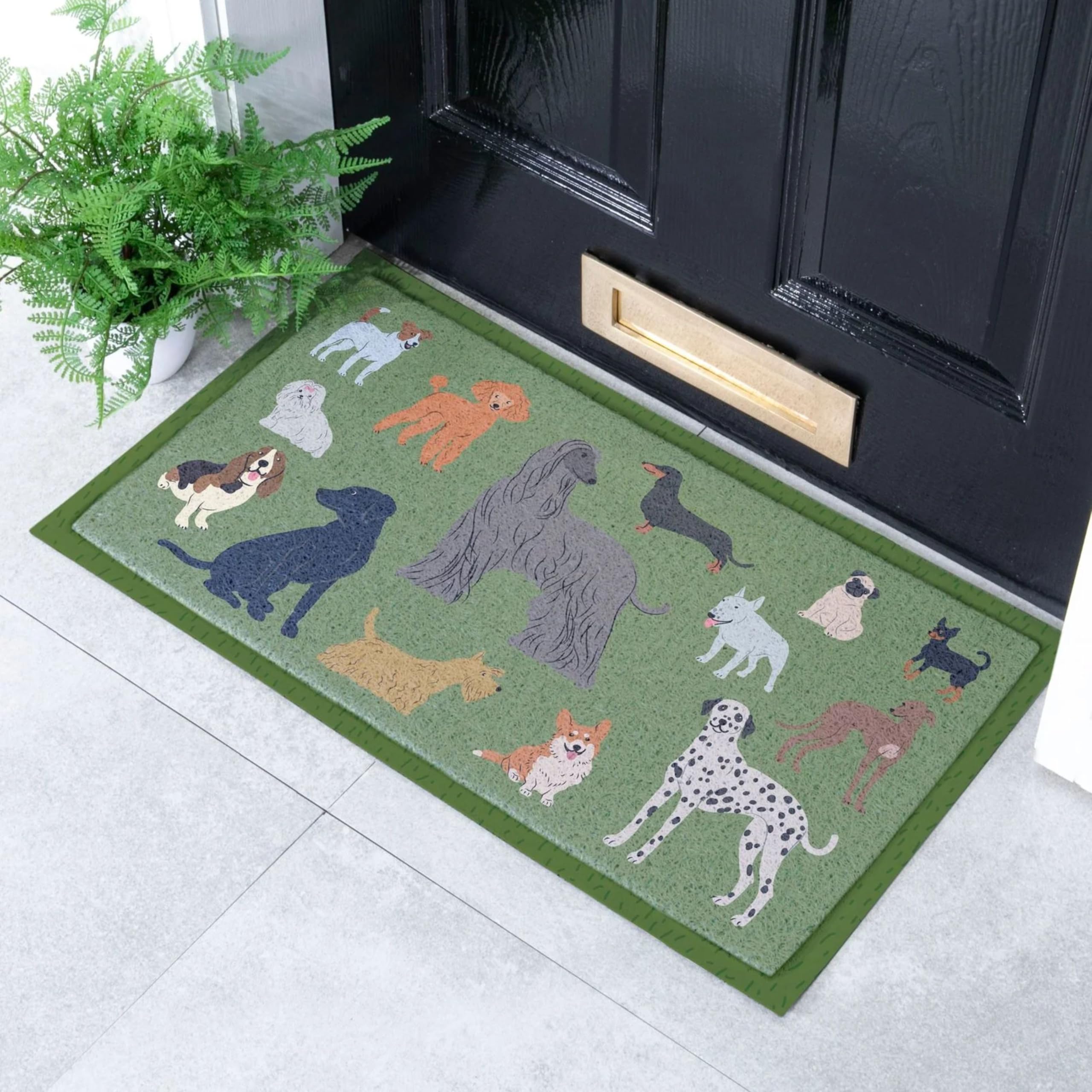 Artsy Mats Dog Breeds Pattern Indoor & Outdoor Door Mat - Incredibly & Weatherproof Doormats - Non Slip Mat, (70x40 cm)