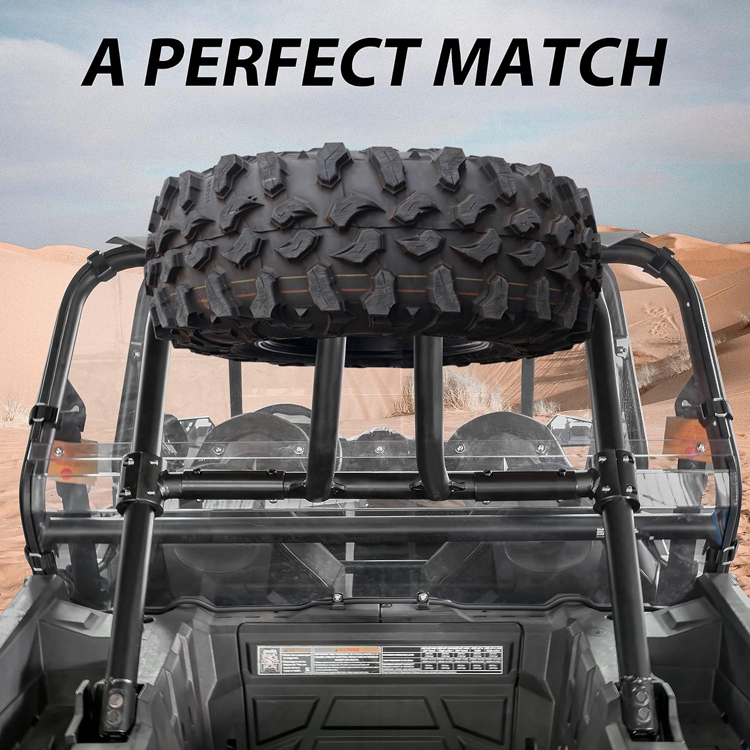SAUTVS Heavy Duty Rear Spare Tire Carrier Mount Holder for Polaris RZR XP 1000/XP4/Turbo 2014-2023 Accessories (Fits Up to 31" Tire)