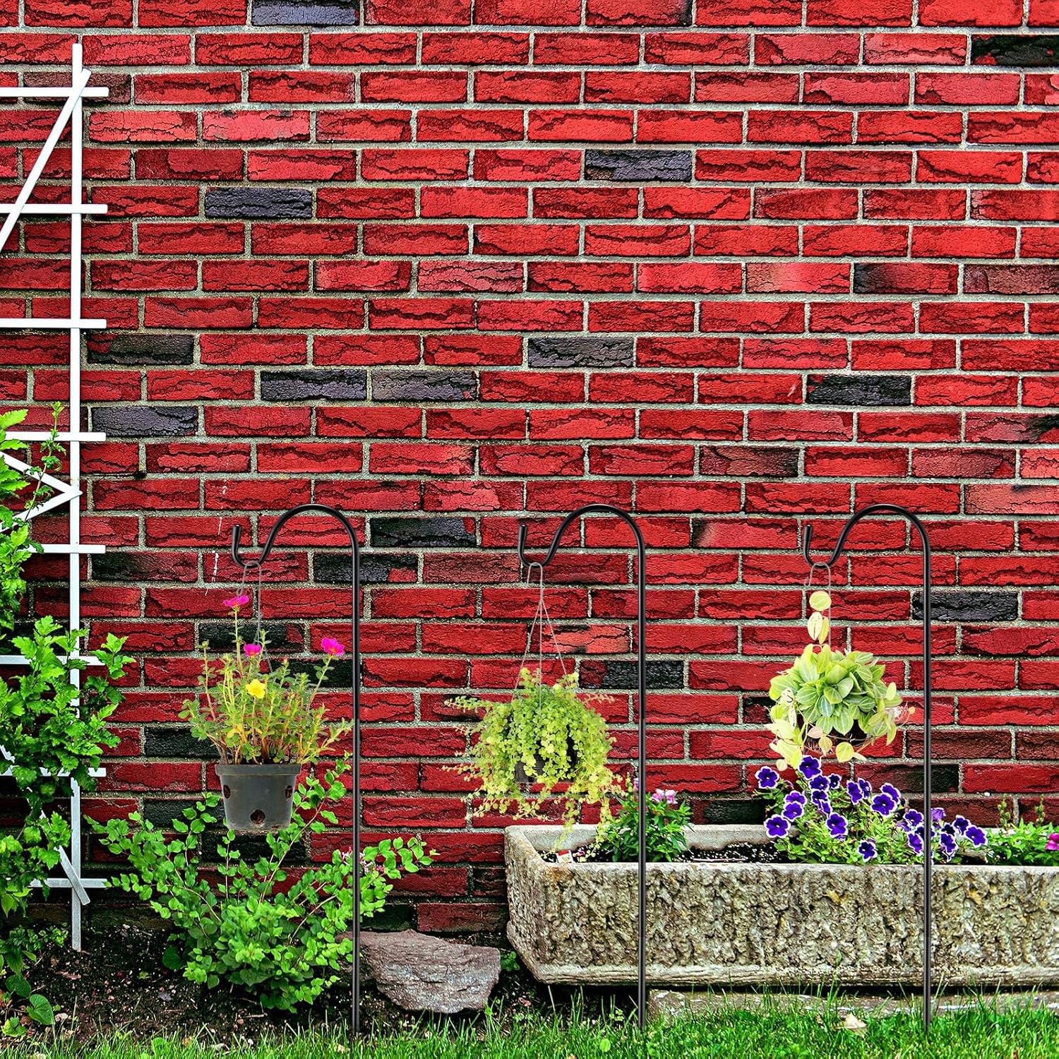 24 Pcs 24 Inch Shepherds Hook for Outdoor Adjustable Bird Feeder Pole Metal Steel Shepard Hooks for Hummingbird Stand Feeder Pole for Garden Plant, Lantern, Hanging Wedding Decor