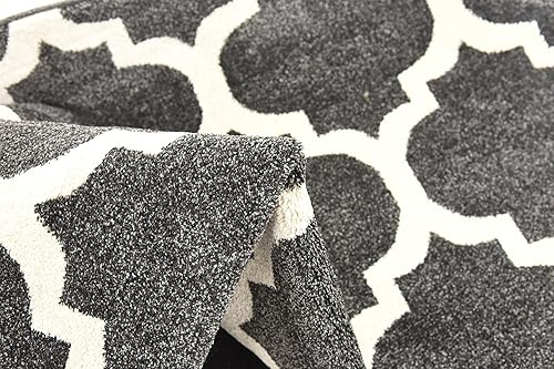 Vista 433 de Unique Loom Trellis Collection - Alfombra estilo marroquí de enrejado gris oscuro (8' 0 pies x 11' 0 pies)