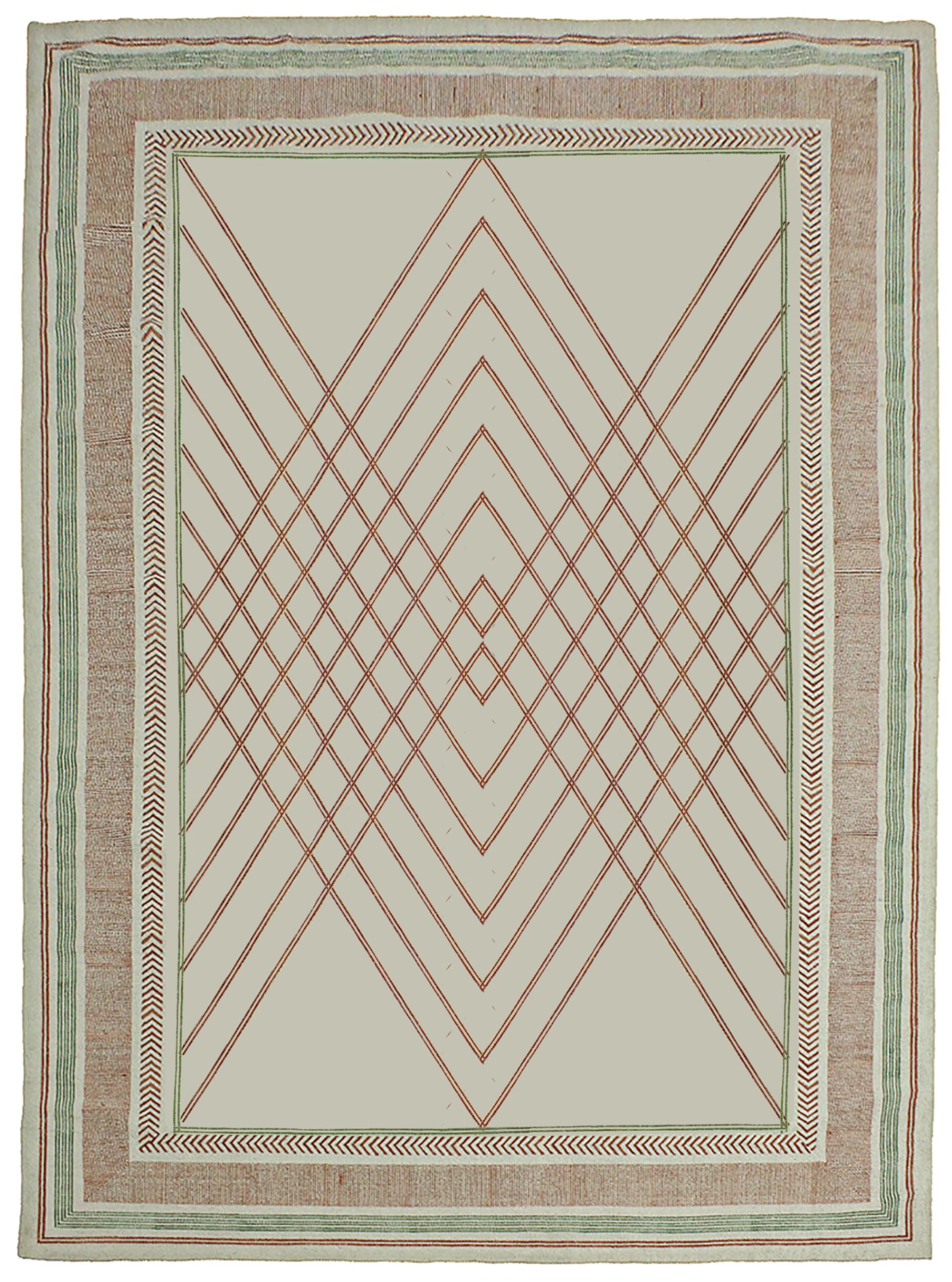 Carpette 152x243 cm en coton beige et marron lavable pour salon