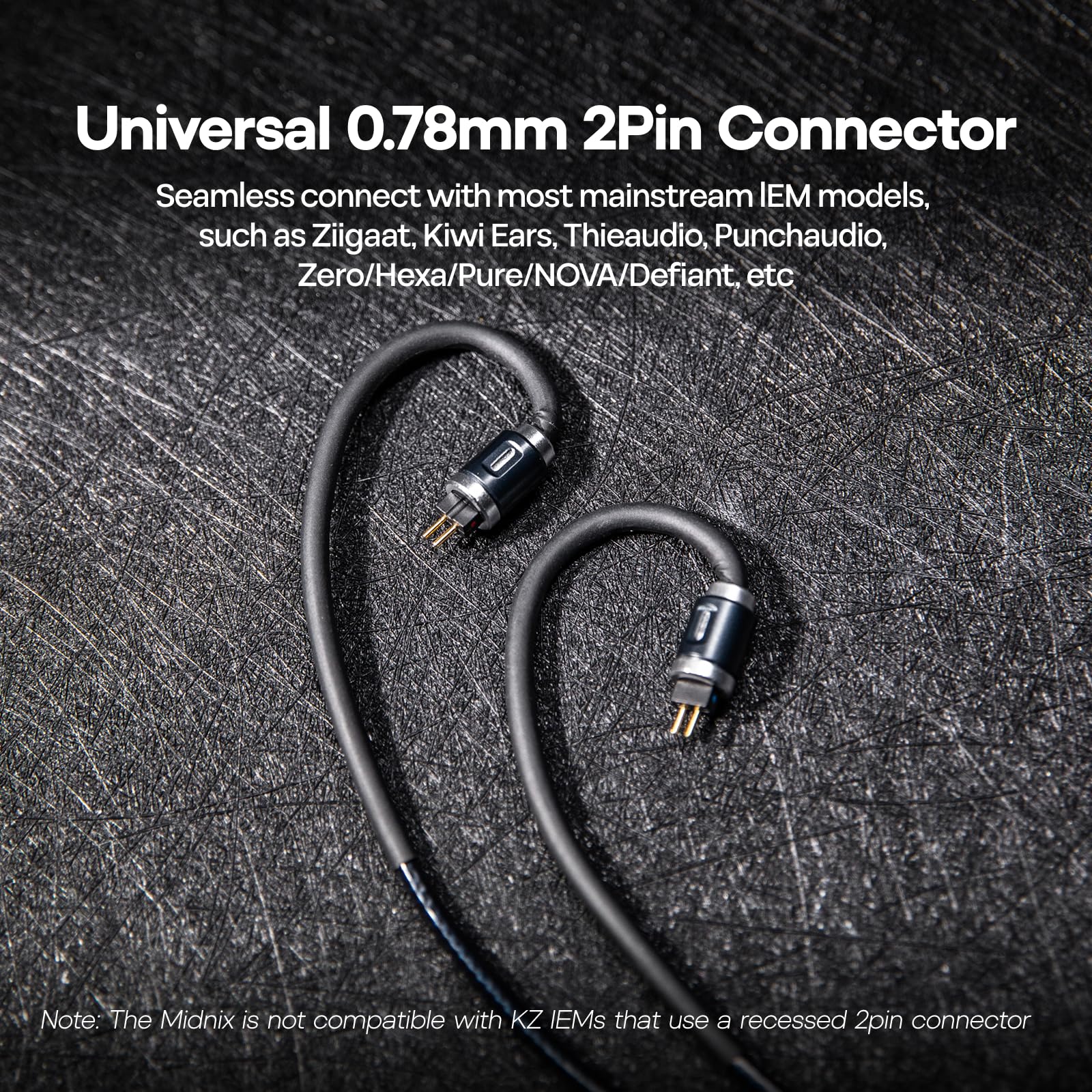 Linsoul Thieaudio Midnix IEM Cable, Cobre de Cristal Único 2 Núcleos 6N, Conectores Dobles de 3,5 mm/4,4 mm, Litz Tipo 4, 1,2 m 0,78 mm 2Pines, Cable de Repuesto para Auriculares de Grado Profesional
