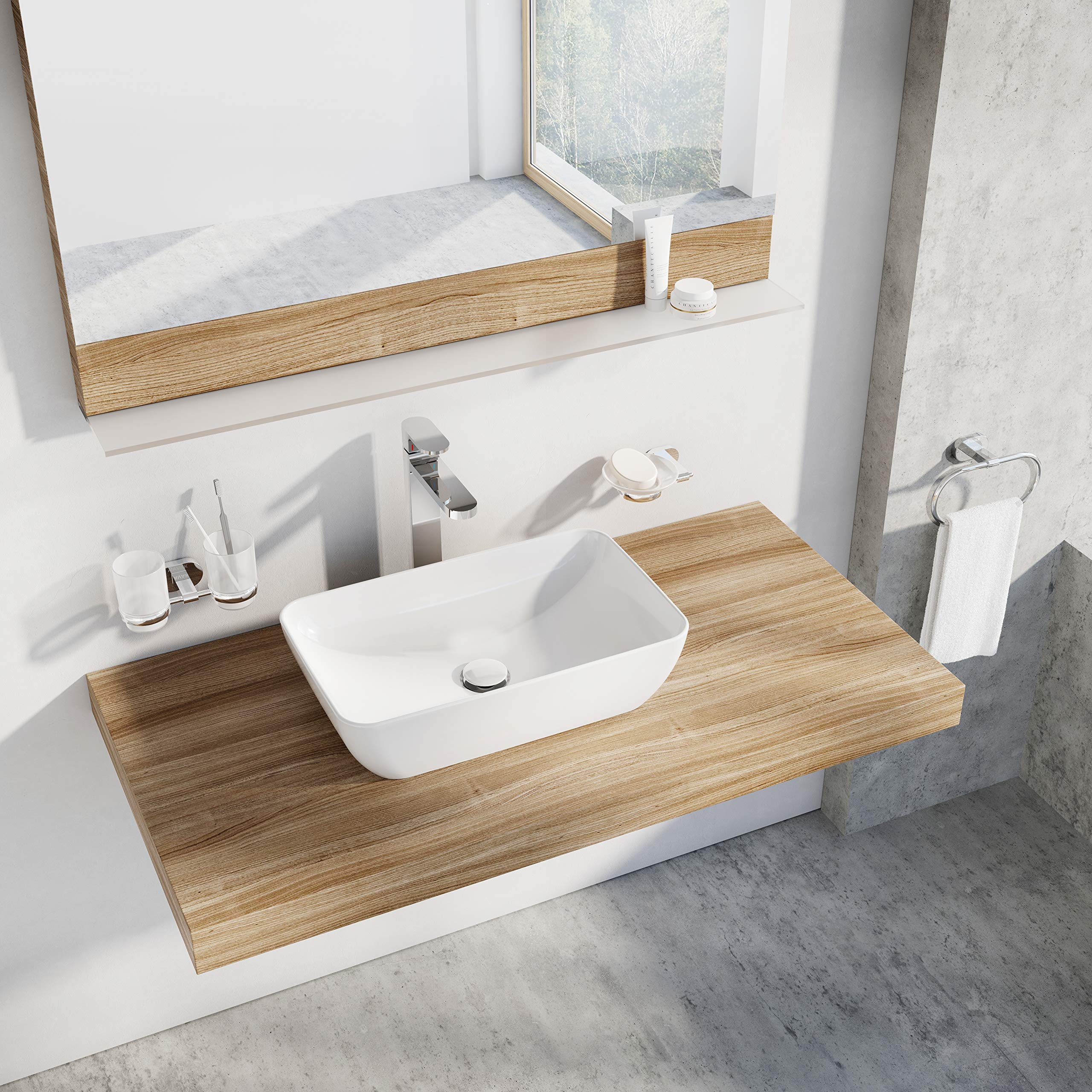 Designerska umywalka | Umywalka nasadowa | prostokątna umywalka | ceramiczna umywalka | Umywalka ręczna UNI Slim 500 R | RAVAK