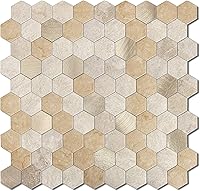 Vista 1 de BeNice Azulejo de cocina para salpicaduras de pelar y pegar, azulejos impermeables para salpicaduras de ducha, azulejos hexagonales, azulejos