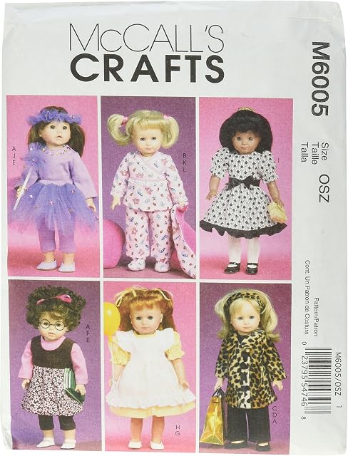 Clothes and Accessories for 18" Doll, M6005, One Size Only