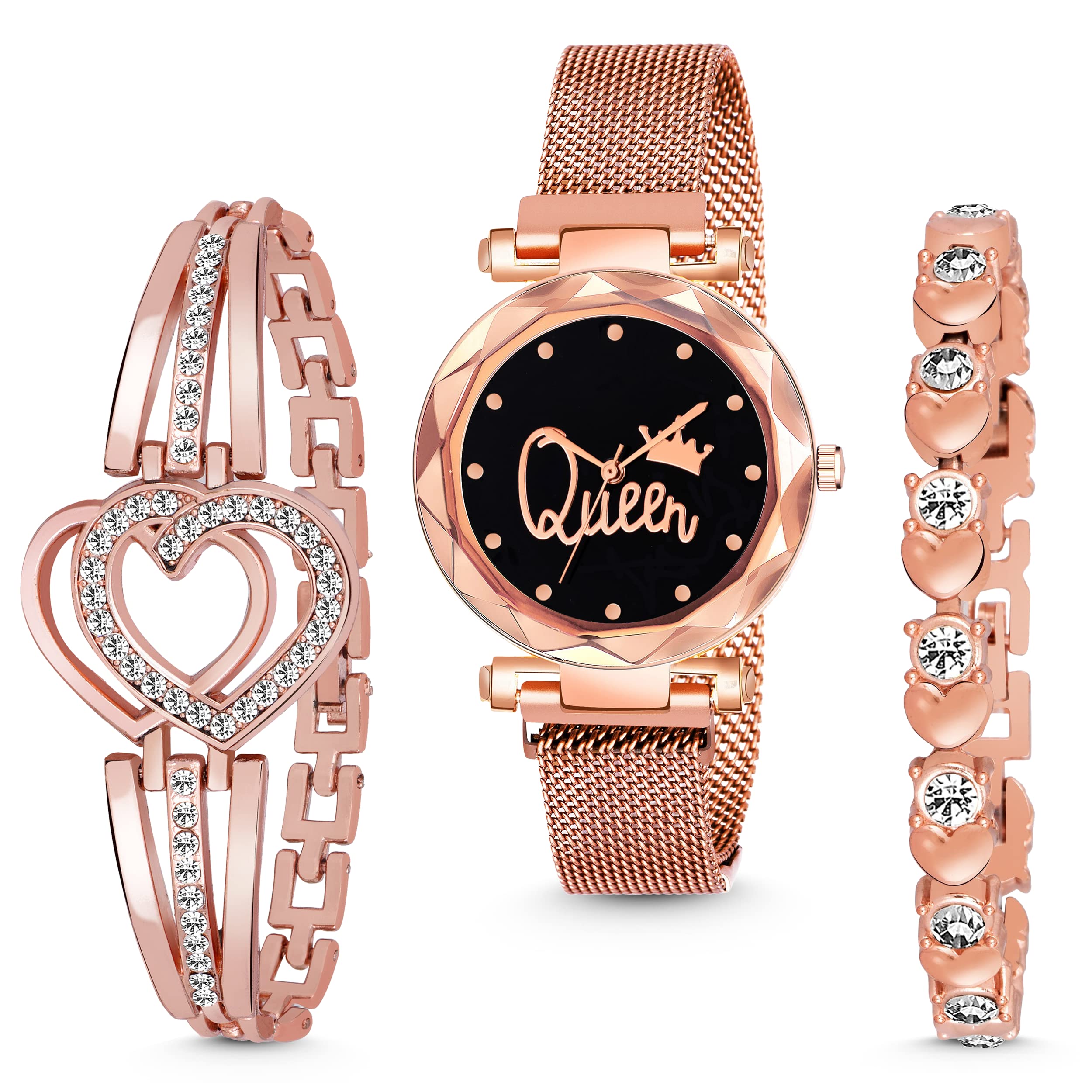 MARCLEX Stainless Steel Exclusive Branded New Rosegold Queen Dial Analogue Quartz Magnet Strap Watch And Watch For Girl Or Women Or Stylish Ladies (Black Dial Rosegold Color) (B0BD1VKJC6) Amazon Price History, Amazon Price Tracker