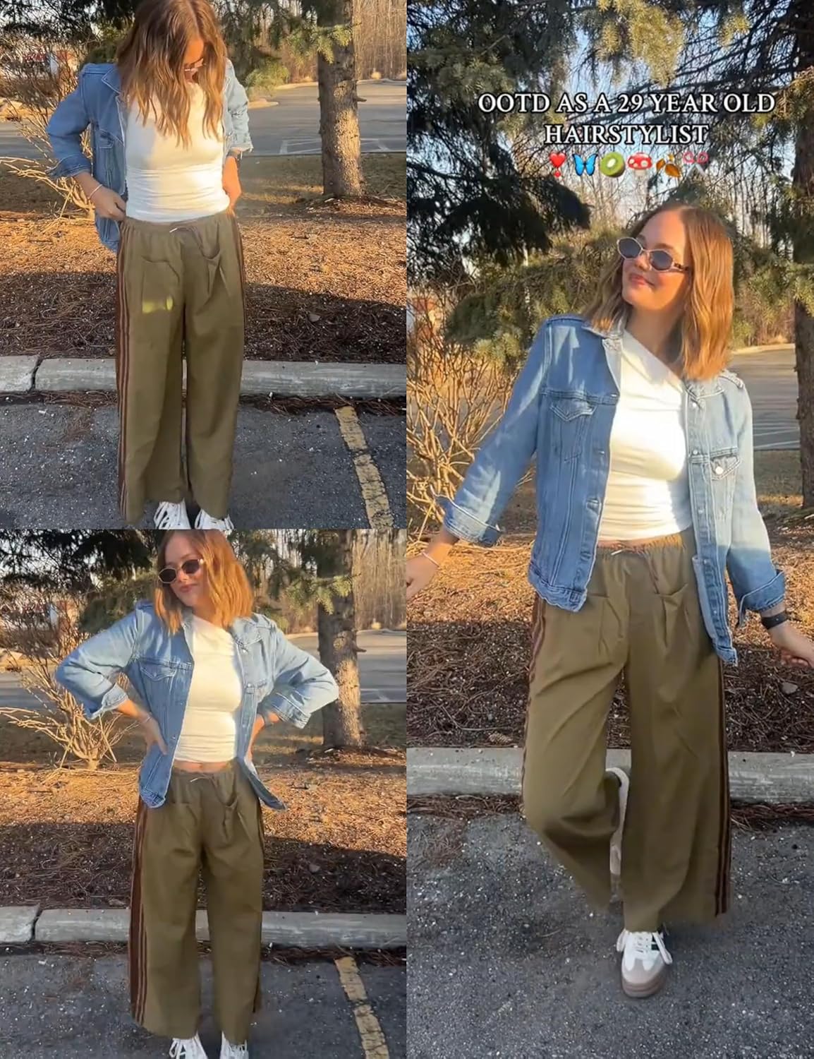 Hongsui Women's Wide Leg Pants Drawstring High Rise Side Striped Slouchy Palazzo Pants with Pockets - Image 4