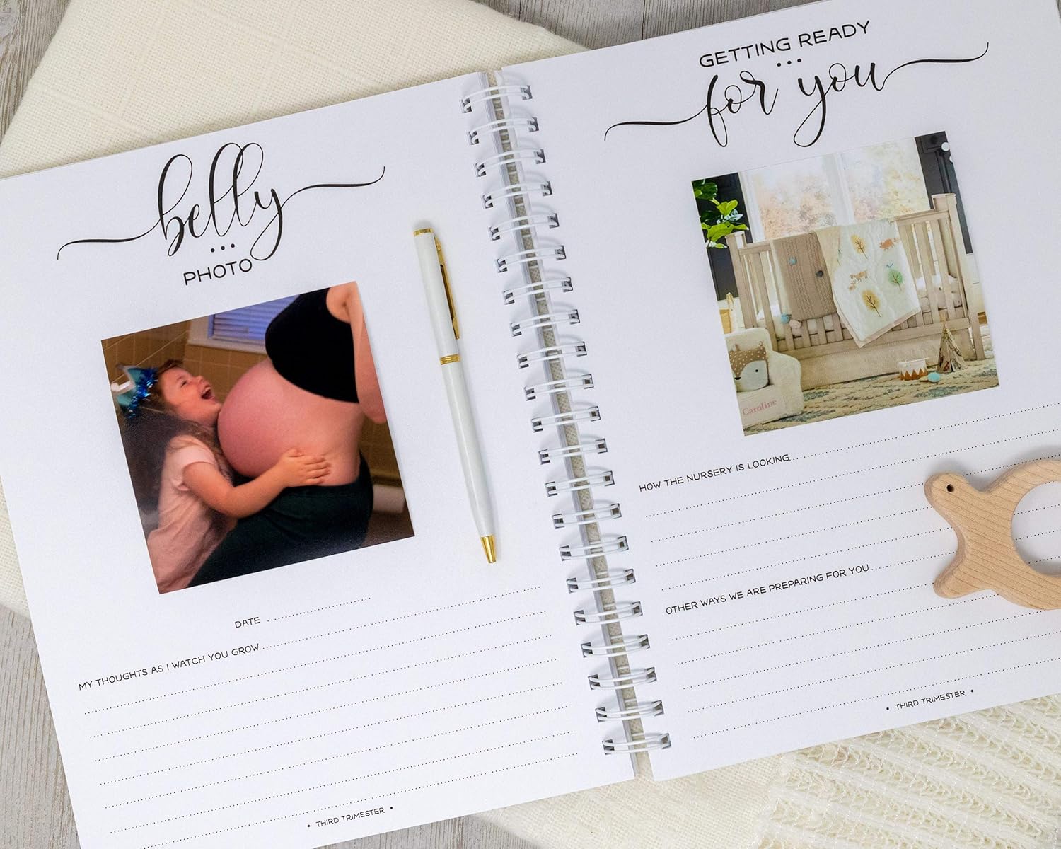 Personalized Pregnancy Journal - Hardcover Pregnancy Memory Book Customized with Baby’s Name, Nickname or Phrase - Prompted Journal for New Moms (Kanga & Roo)