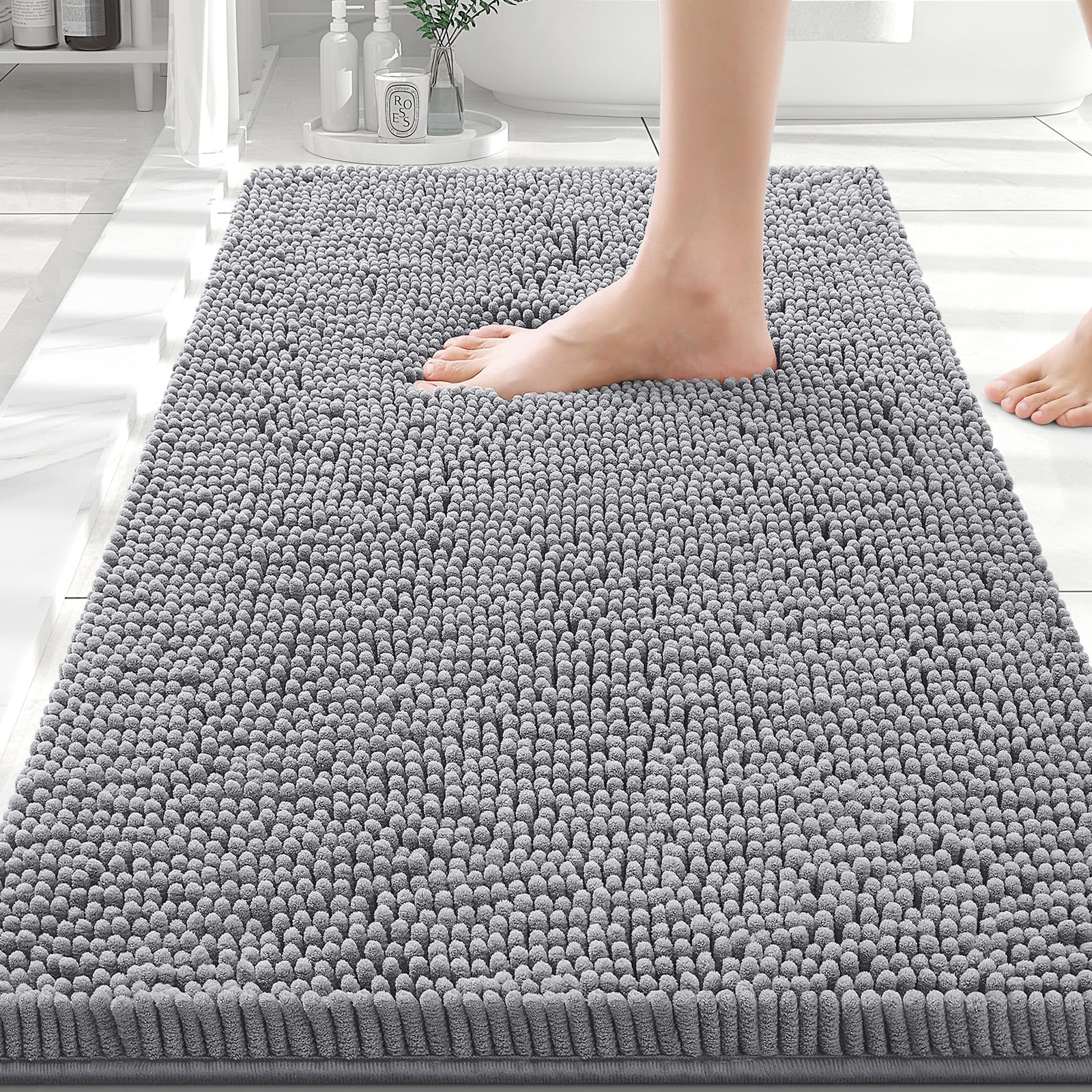 Smiry Bathroom Rugs 30X20, Luxury Chenille Extra Soft Absorbent Bath Mat