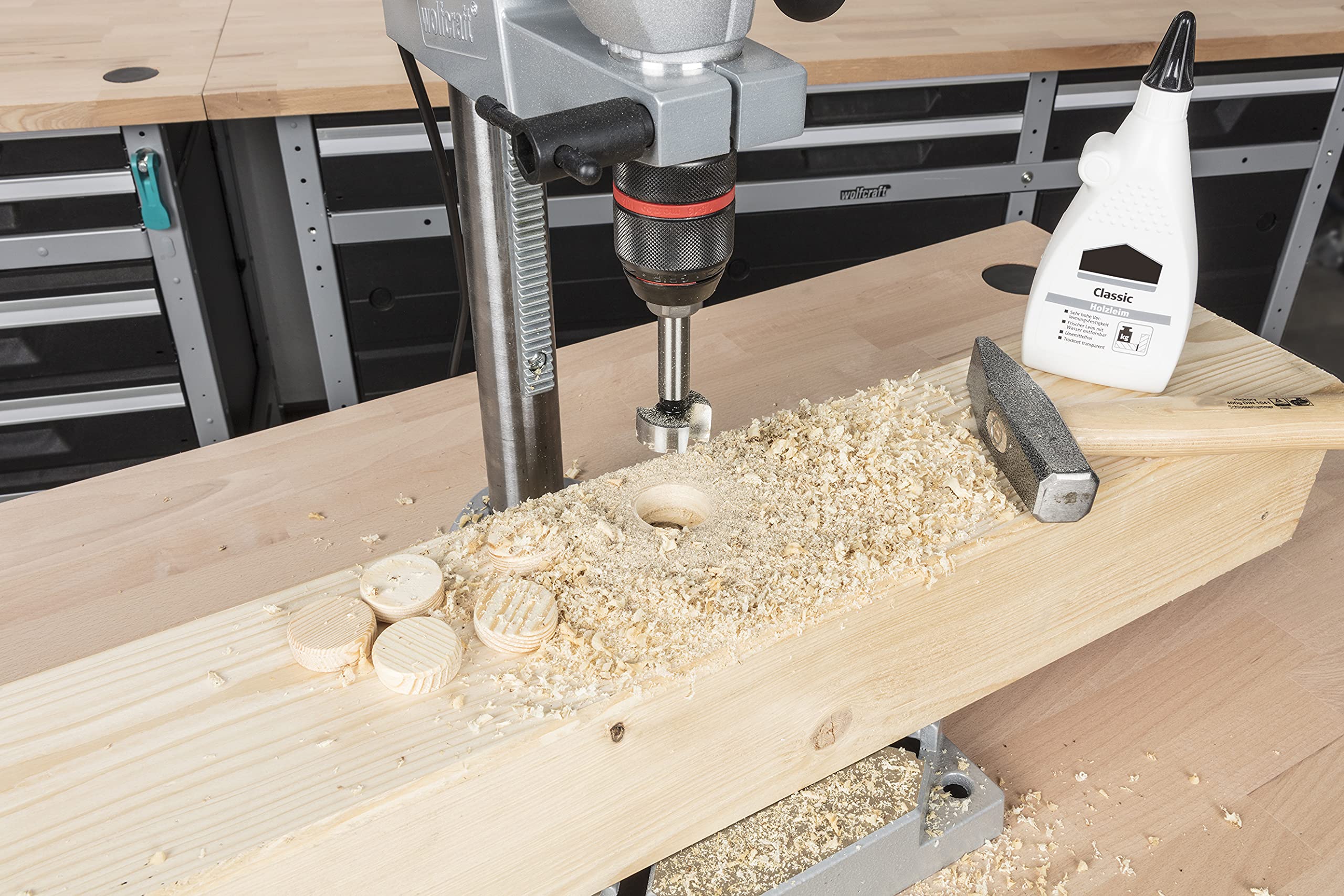 wolfcraft 10 piastrine in legno, Ø 30 mm I 2943000 I Per il ritocco e la riparazione di difetti nel legno