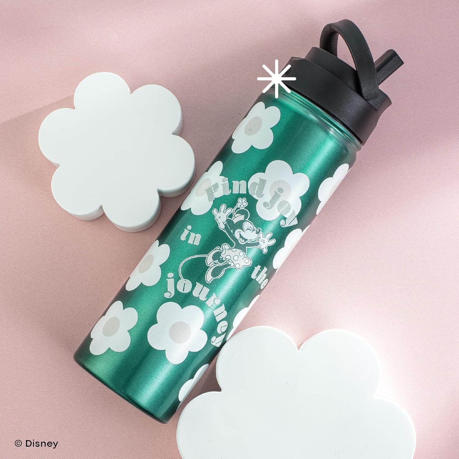JoyJolt Disney Retro Vintage Stainless Steel Water Bottle ft Minnie Mouse, Reusable 22oz Vacuum Insulated Water Bottle Tumbler with Leak Proof Flip Straw Lid and Handle, Lead & BPA Free - Image 6