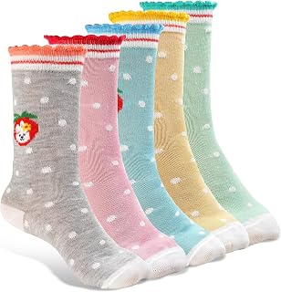 Texlon Kids Calf Length Cotton Spandex Socks For Girls (Pack of 5)(Multicolor) Price In India
