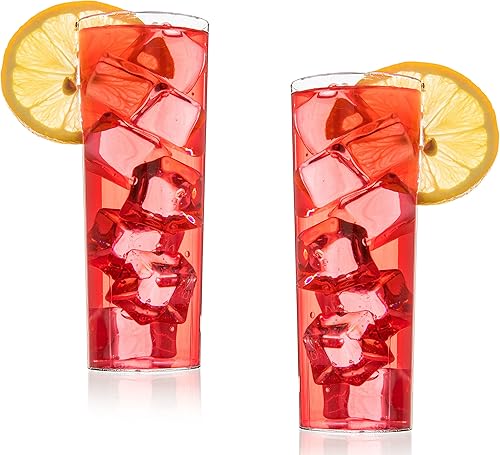 12 vasos de plástico duro Highball para beber, 10 onzas de vidrio Highball Collins, vasos de whisky, vasos de whisky, vasos de fiesta de boda, vasos