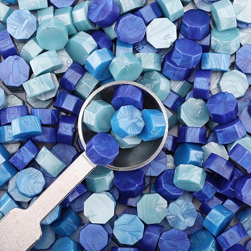 Miniatura 9 de Yoption 300 cuentas de cera de sellado de oro rosa, cuentas de sello de cera octágono vintage con 4 velas y 2 cucharas de fusión de sello de cera