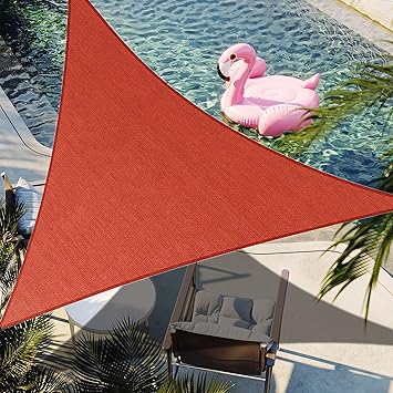 16 x 16 x 16 Red Triangle Sun Shade Sail Canopy Durable Fabric UV Block Awning Custom
