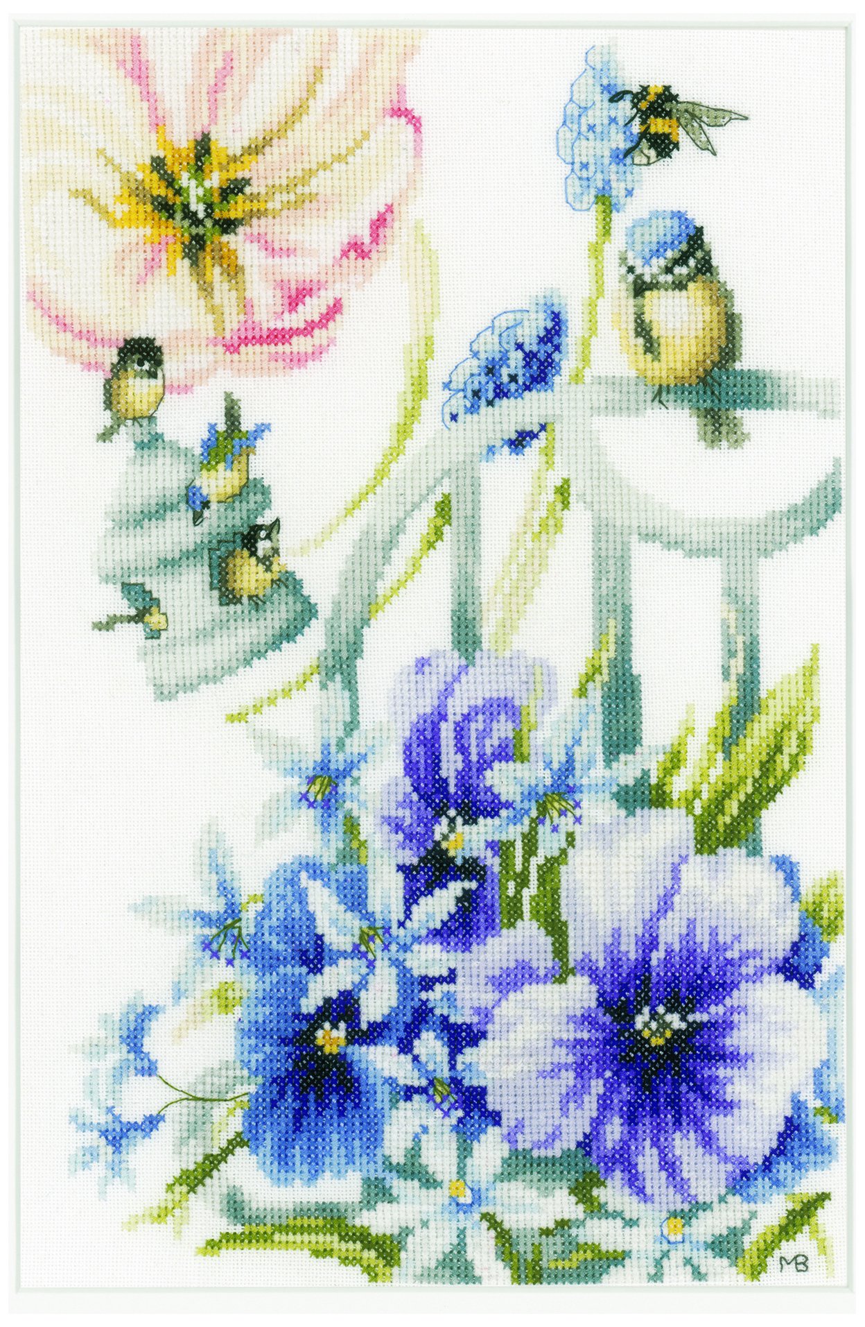 Lanarte Tits Aida Cross Stich Set, Blue