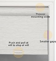 Vista 3 de Boolegon Persianas enrollables opacas sin cordones de jacquard a rayas, estilo de lujo, con cenefa de casete, con aislamiento térmico, persianas